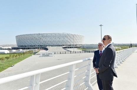 Ilham Aliyev attends opening of road and transport infrastructure built around Baku Olympic Stadium - PHOTOS